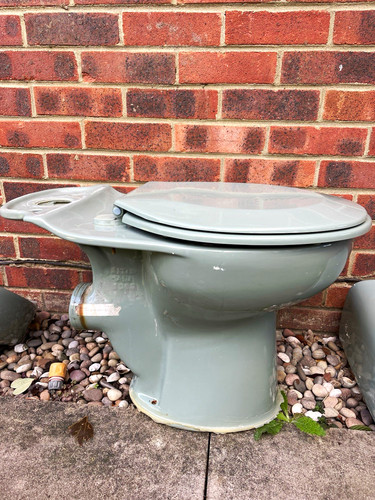 Vintage advocado blue toilet - vintage, &