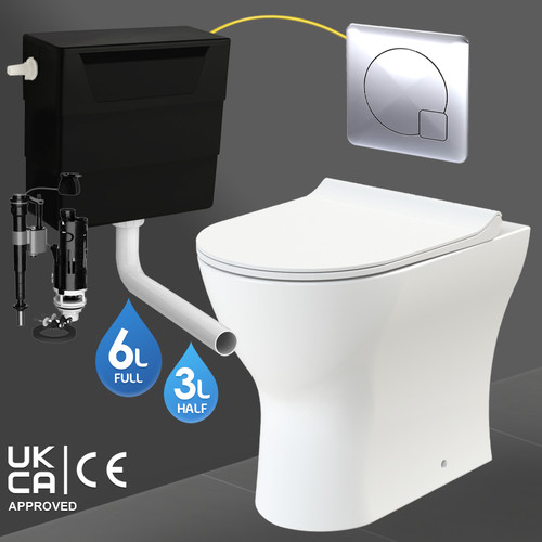 Back wall toilet rimless - back, d