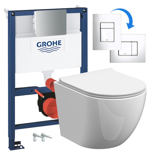 Wall hung toilet pan rimless - hung,