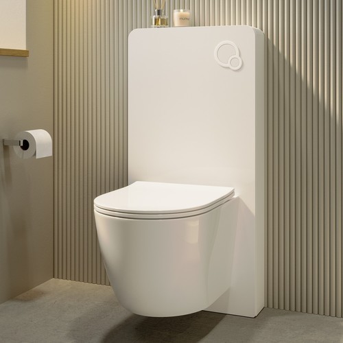 Wall hung toilet with - wall, white